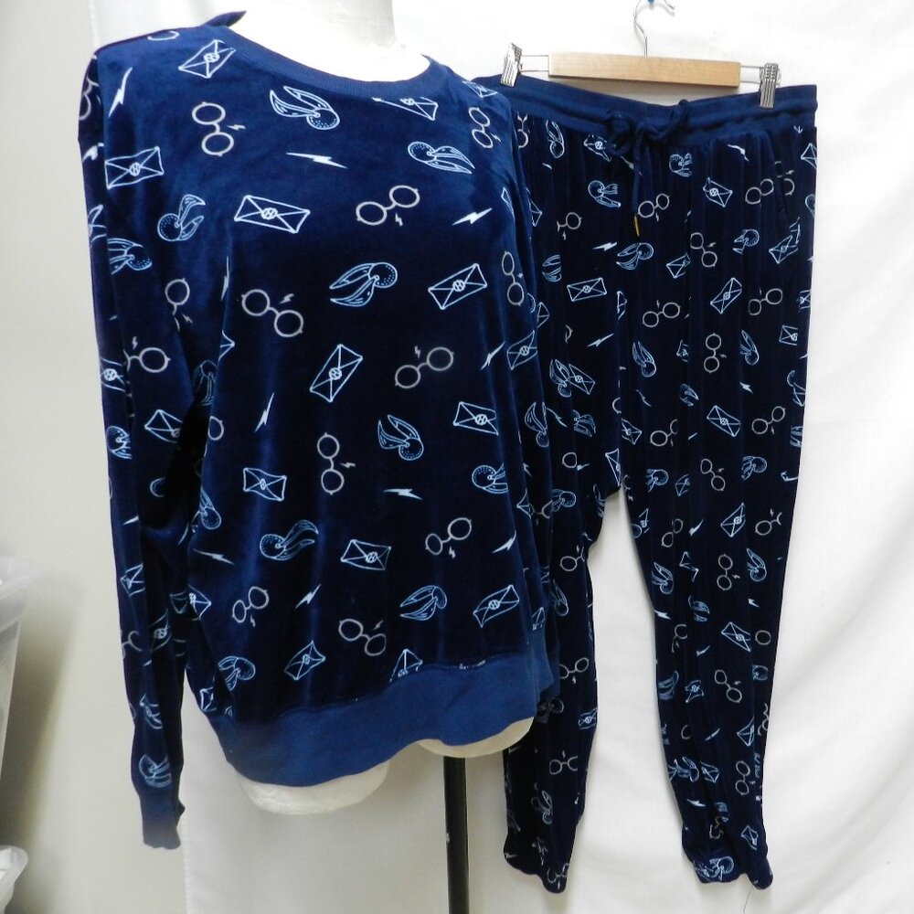 Harry Potter Velour Pajama top & pant set Loungewear knit Pockets Size Sz 2X XXL
